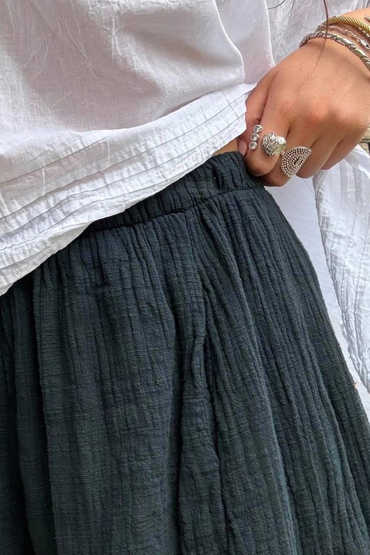 Annie Cushion Cotton Barrel Culotte Pant Black